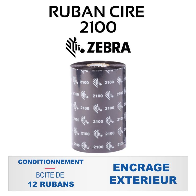 02100BK11045 - Ruban Zebra transfert thermique cire 110mmx450m