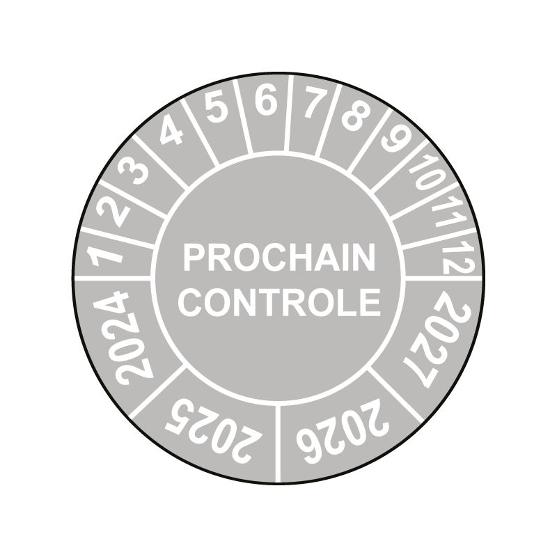 Pastille calendrier Ø15 à 50mm - PROCHAIN CONTROLE - Fond Gris