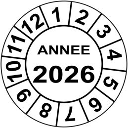 Pastille calendrier fond blanc Ø15 à 50mm - ANNEE 2026