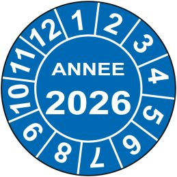 Pastille calendrier fond bleu Ø15 à 50mm - ANNEE 2026