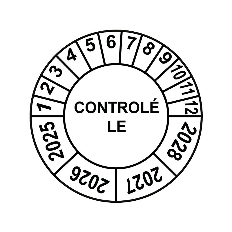 Pastille calendrier Ø15 à 50mm - CONTROLÉ LE - Fond Blanc