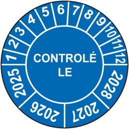 Pastille calendrier Ø15 à 50mm - CONTROLÉ LE  - Fond Bleu