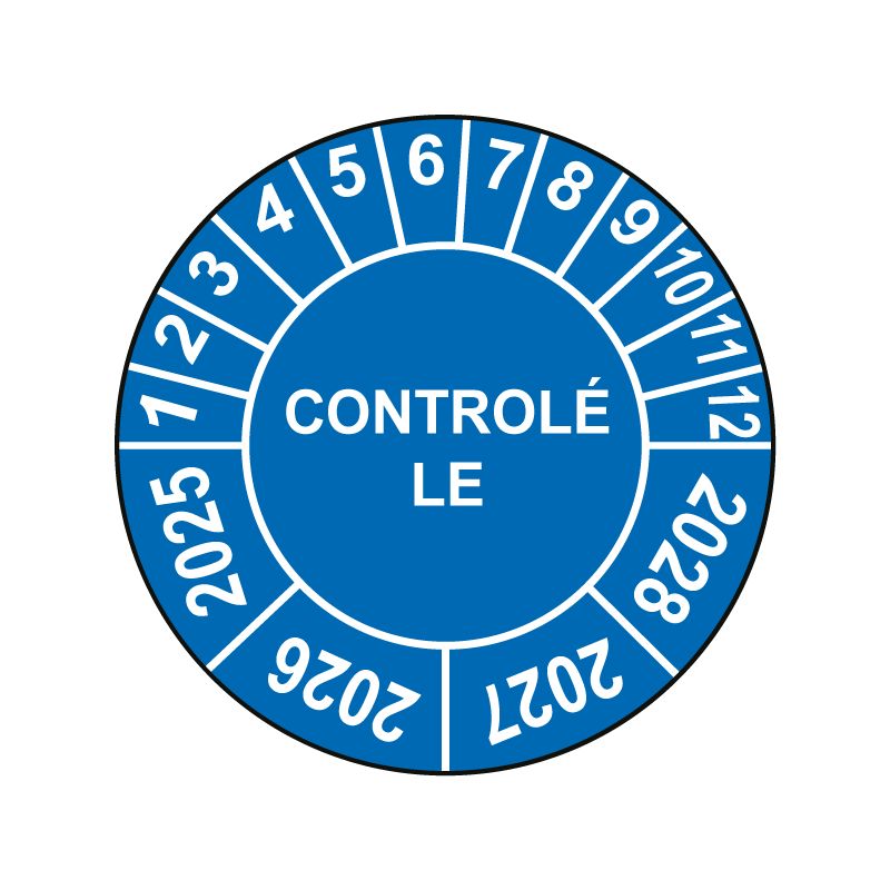 Pastille calendrier Ø15 à 50mm - CONTROLÉ LE  - Fond Bleu