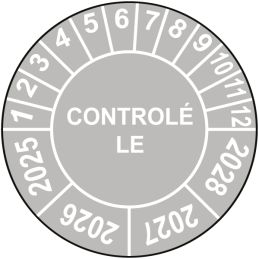 Pastille calendrier Ø15 à 50mm - CONTROLÉ LE - Fond Gris