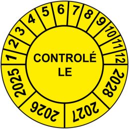 Pastille calendrier Ø15 à 50mm - CONTROLÉ LE - Fond Jaune