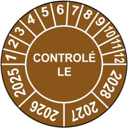 Pastille calendrier Ø15 à 50mm - CONTROLÉ LE - Fond Marron