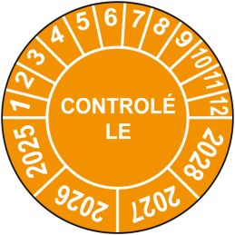 Pastille calendrier Ø15 à 50mm - CONTROLÉ LE - Fond Orange