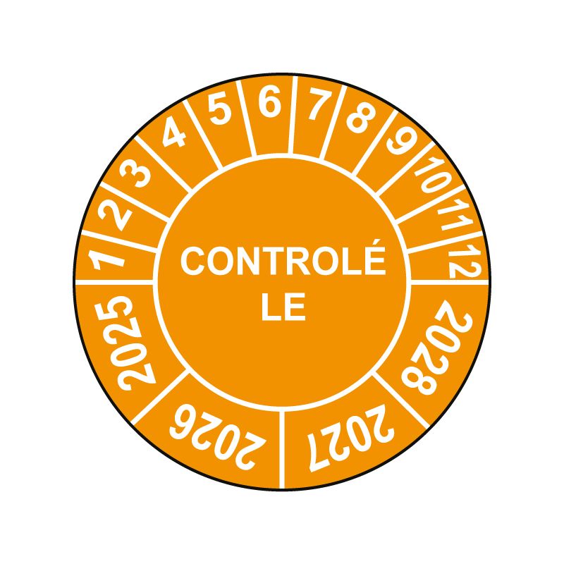 Pastille calendrier Ø15 à 50mm - CONTROLÉ LE - Fond Orange