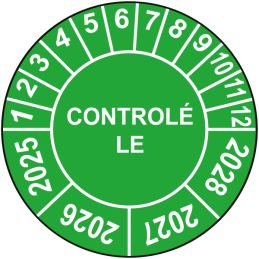 Pastille calendrier Ø15 à 50mm - CONTROLÉ LE - Fond Vert