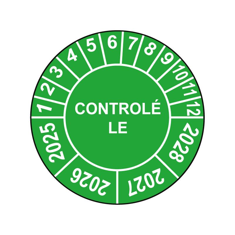 Pastille calendrier Ø15 à 50mm - CONTROLÉ LE - Fond Vert