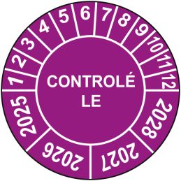 Pastille calendrier Ø15 à 50mm - CONTROLÉ LE - Fond Violet