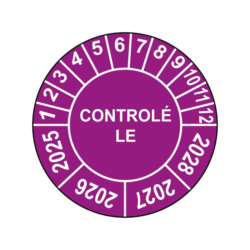 Pastille calendrier Ø15 à 50mm - CONTROLÉ LE - Fond Violet