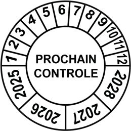 Pastille calendrier Ø15 à 50mm - PROCHAIN CONTROLE - Fond Blanc