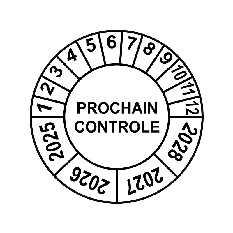 Pastille calendrier Ø15 à 50mm - PROCHAIN CONTROLE - Fond Blanc