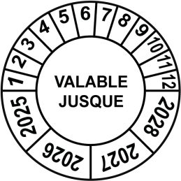 Pastille calendrier Ø15 à 50mm - VALABLE JUSQUE - Fond Blanc