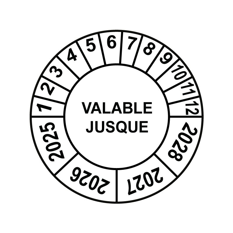 Pastille calendrier Ø15 à 50mm - VALABLE JUSQUE - Fond Blanc