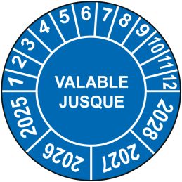 Pastille calendrier Ø15 à 50mm - VALABLE JUSQUE - Fond Bleu