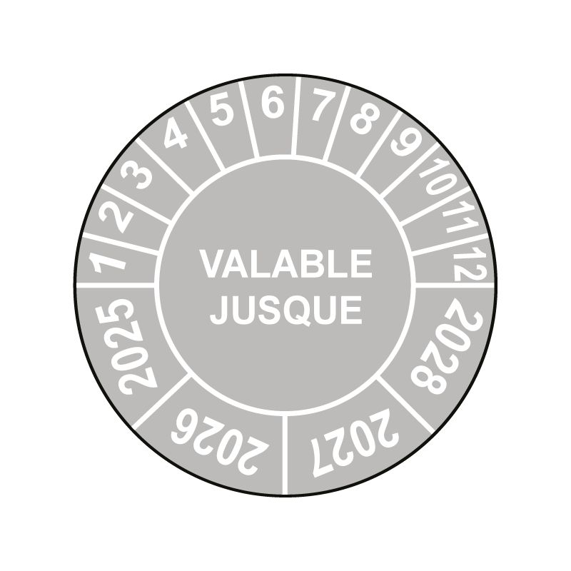 Pastille calendrier Ø15 à 50mm - VALABLE JUSQUE - Fond Gris