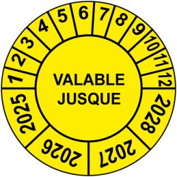 Pastille calendrier Ø15 à 50mm - VALABLE JUSQUE - Fond Jaune