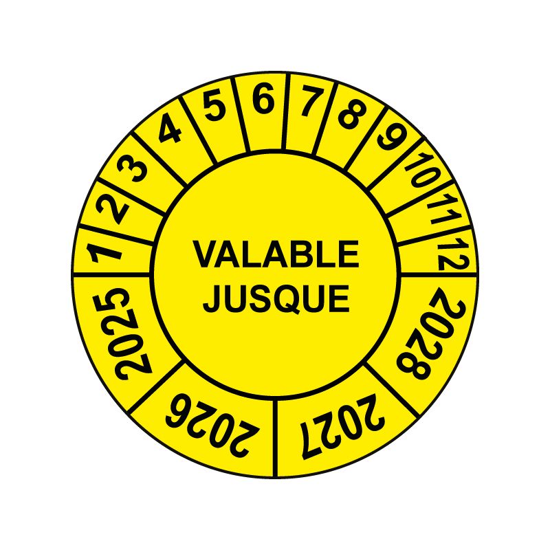 Pastille calendrier Ø15 à 50mm - VALABLE JUSQUE - Fond Jaune