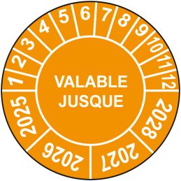 Pastille calendrier Ø15 à 50mm - VALABLE JUSQUE - Fond Orange