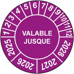 Pastille calendrier Ø15 à 50mm - VALABLE JUSQUE - Fond Violet