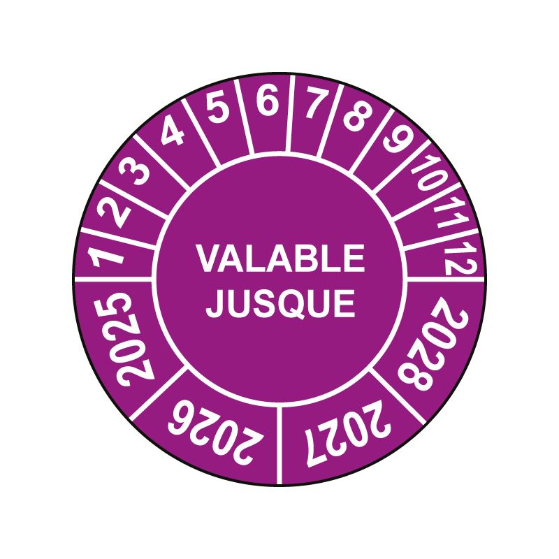 Pastille calendrier Ø15 à 50mm - VALABLE JUSQUE - Fond Violet