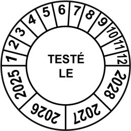 Pastille calendrier Ø15 à 50mm - TESTÉ LE - Fond Blanc