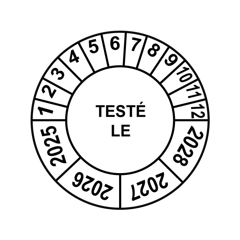 Pastille calendrier Ø15 à 50mm - TESTÉ LE - Fond Blanc