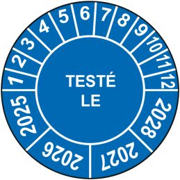 Pastille calendrier Ø15 à 50mm - TESTÉ LE - Fond Bleu