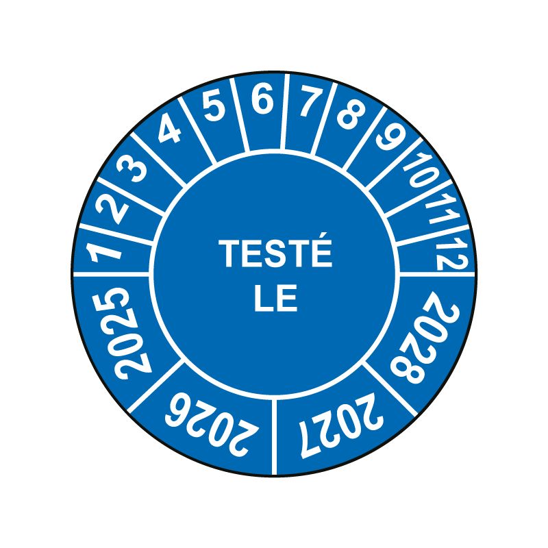 Pastille calendrier Ø15 à 50mm - TESTÉ LE - Fond Bleu