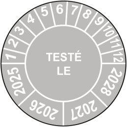 Pastille calendrier Ø15 à 50mm - TESTÉ LE - Fond Gris