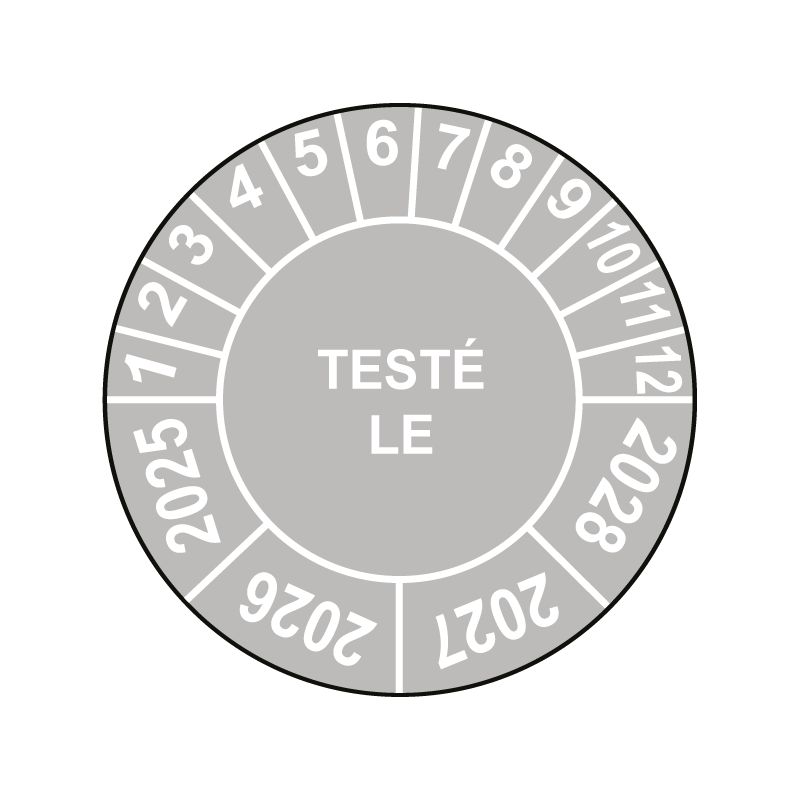 Pastille calendrier Ø15 à 50mm - TESTÉ LE - Fond Gris