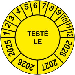 Pastille calendrier Ø15 à 50mm - TESTÉ LE - Fond Jaune