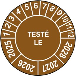 Pastille calendrier Ø15 à 50mm - TESTÉ LE - Fond Marron