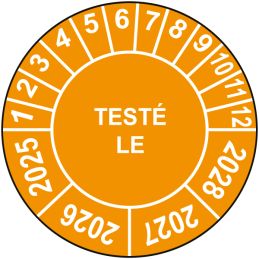 Pastille calendrier Ø15 à 50mm - TESTÉ LE - Fond Orange