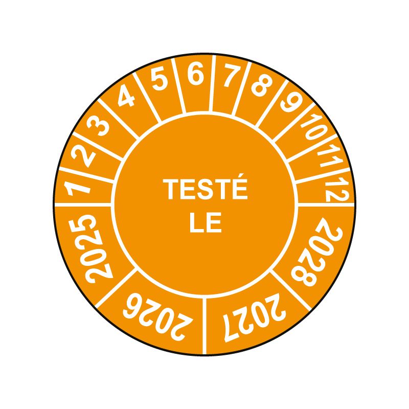 Pastille calendrier Ø15 à 50mm - TESTÉ LE - Fond Orange