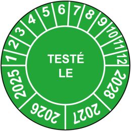 Pastille calendrier Ø15 à 50mm - TESTÉ LE - Fond Blanc