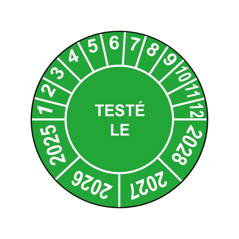 Pastille calendrier Ø15 à 50mm - TESTÉ LE - Fond Vert