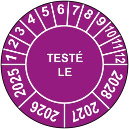 Pastille calendrier Ø15 à 50mm - TESTÉ LE - Fond Violet