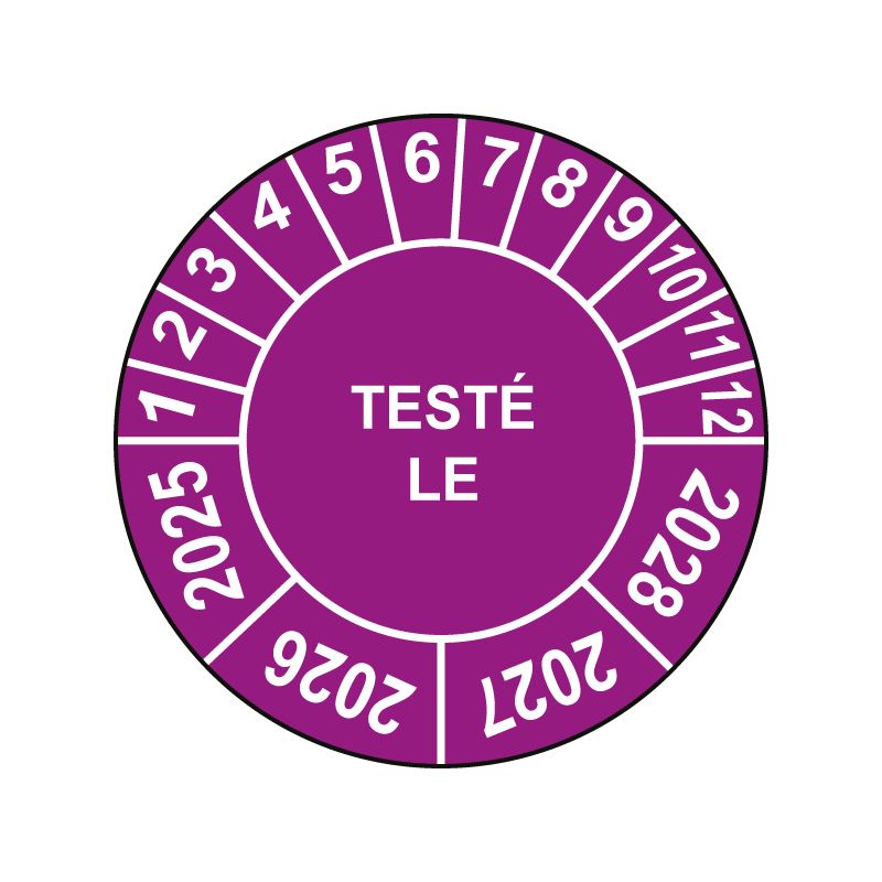 Pastille calendrier Ø15 à 50mm - TESTÉ LE - Fond Violet